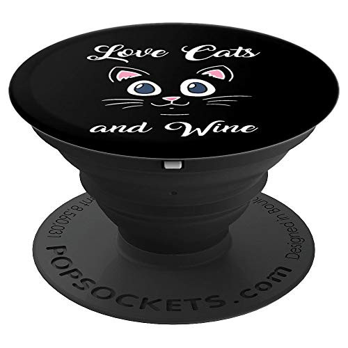 Love cats and wine love cats and wine cat owner PopSockets Grip and Stand for Phones and Tablets