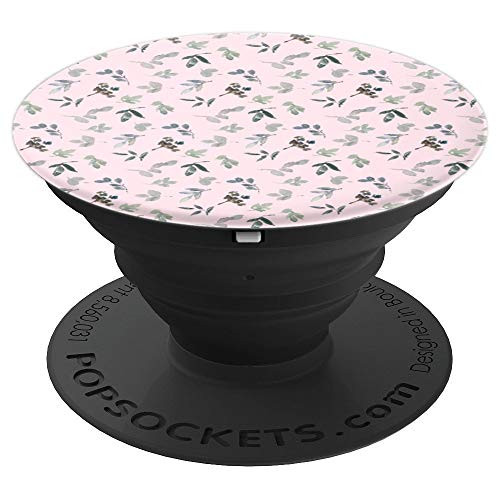 Pink Background with Gray Floral Flowers PopSockets Grip and Stand for Phones and Tablets Pink Background with Gray Floral Flowers PopSockets Grip and Stand for Phones and Tablets