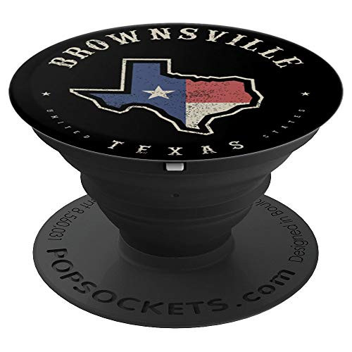 Vintage Brownsville Texas State Flag Map Souvenir Gift PopSockets Grip and Stand for Phones and Tablets