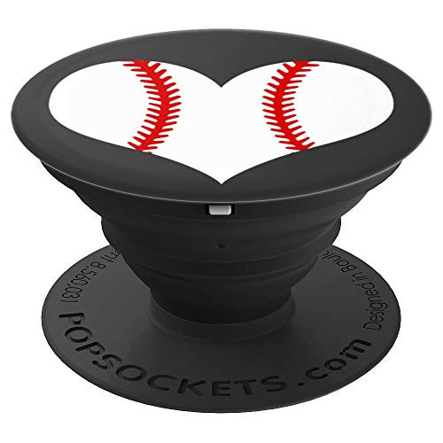Baseball Heart with Grey Background PopSockets Grip and Stand for Phones and Tablets