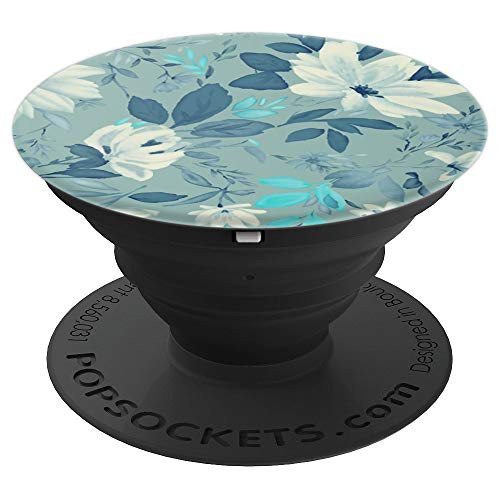 Pale Blue Flowers on Slate Gray Blue Background PopSockets Grip and Stand for Phones and Tablets Pale Blue Flowers on Slate Gray Blue Background PopSockets Grip and Stand for Phones and Tablets