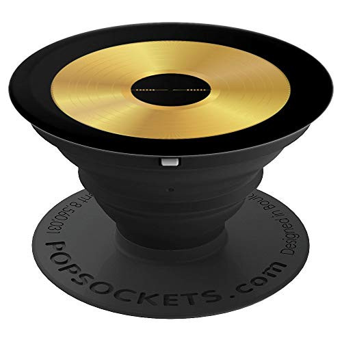 Retro Music LP Vinyl Record Album Black Background PopSockets Grip and Stand for Phones and Tablets