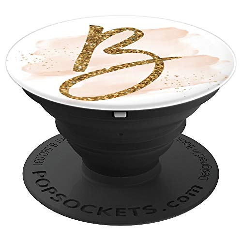 Monogram Initial Letter B Personalized Pretty Script PopSockets Grip and Stand for Phones and Tablets