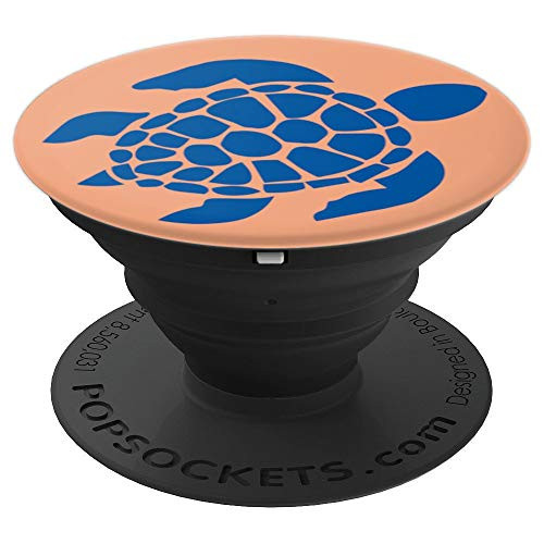 Cute Sea Turtle Blue and Peach Background PopSockets Grip and Stand for Phones and Tablets