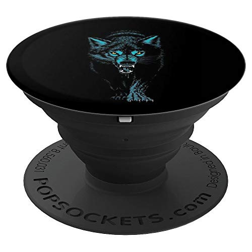 Angry Wolf In The Dark Cool Gift For Men Women Loves Wolves PopSockets Grip and Stand for Phones and Tablets