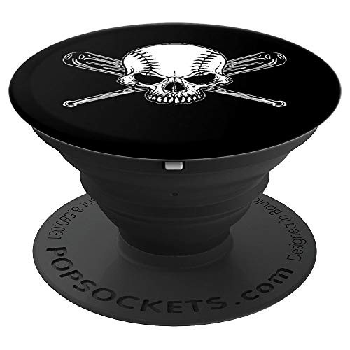 BASEBALL SKULL   skeleton   bat   ball   game PopSockets Grip and Stand for Phones and Tablets
