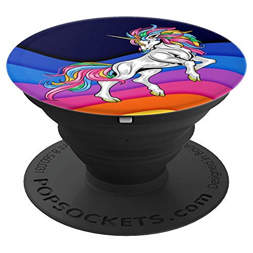 Cute Wild Unicorn with Colorful Background PopSockets Grip and Stand for Phones and Tablets