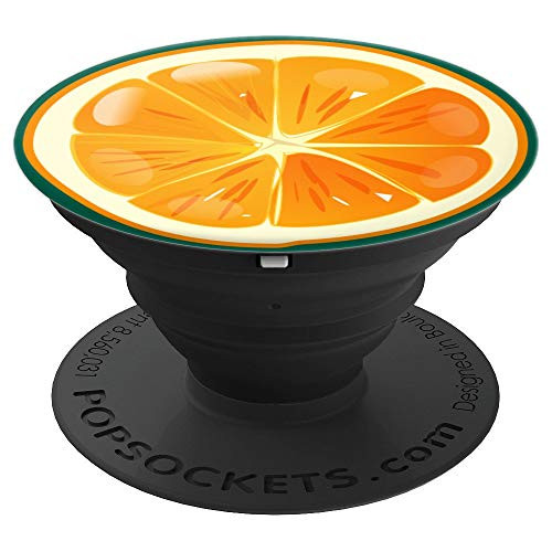 Cute Fruit Orange Slice with Green Background PopSockets Grip and Stand for Phones and Tablets