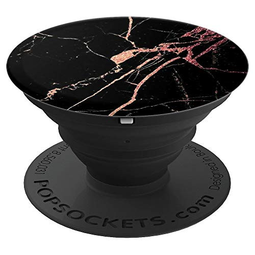 Rose Gold Marble Black Cute Pattern for Girls PopSockets Grip and Stand for Phones and Tablets