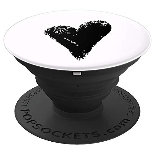 Black Heart White Background Minimalist PopSockets Grip and Stand for Phones and Tablets