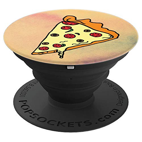 Cartoon Pepperoni Pizza Design With Tan Background PopSockets Grip and Stand for Phones and Tablets
