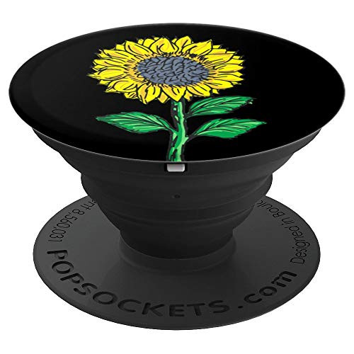 Lovely Yellow Sunflower Black Background PopSockets Grip and Stand for Phones and Tablets