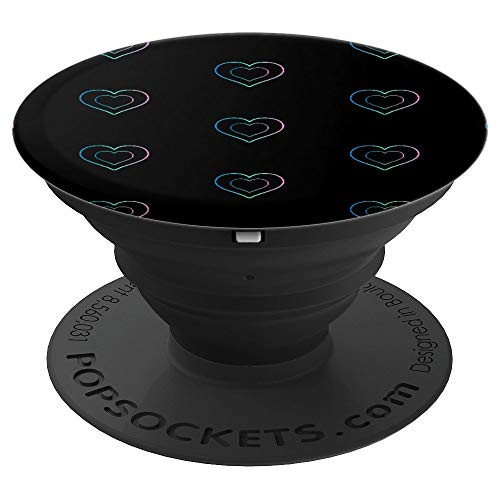 Valentine Heart In Heart On Black Background PopSockets Grip and Stand for Phones and Tablets