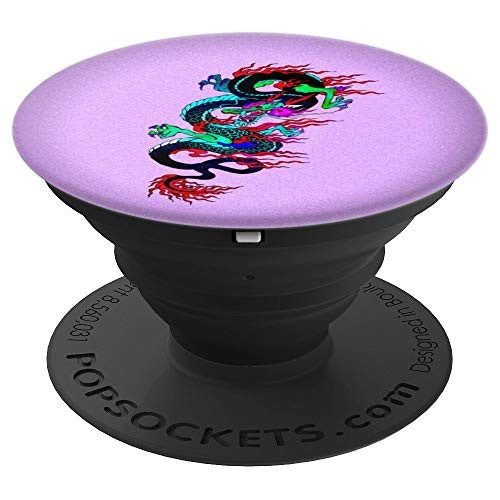 Galaxy dragon Tribal design dragon on lilac background PopSockets Grip and Stand for Phones and Tablets