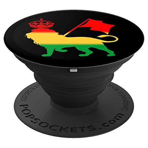 Lion Roots Town Jamaica Flag   Good Vibes Rasta Reggae PopSockets Grip and Stand for Phones and Tablets
