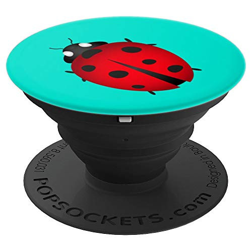 Ladybug On Turquoise Background PopSockets Grip and Stand for Phones and Tablets