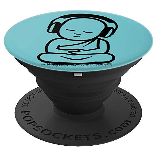 Buddha DJ Gift Headphones Monk on Teal Background PopSockets Grip and Stand for Phones and Tablets