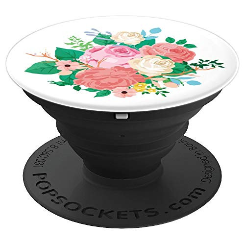 Pretty Flowers on White Background PopSockets Grip and Stand for Phones and Tablets
