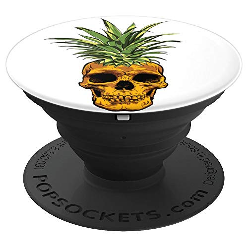 Pineapple Skull White Background PopSockets Grip and Stand for Phones and Tablets