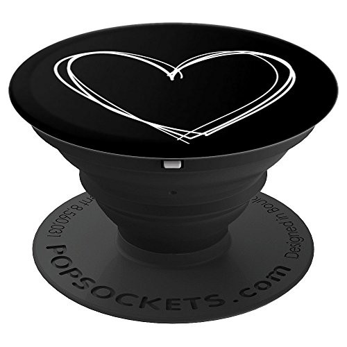 White Layered Hearts with Black Background PopSockets Grip and Stand for Phones and Tablets