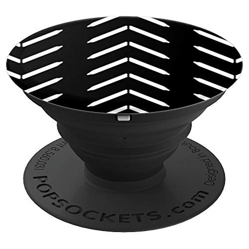 Black Background White Arrow Mudcloth Inspired Gift Trendy PopSockets Grip and Stand for Phones and Tablets
