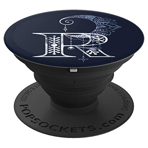 Monogrammed Letter R Boho Crescent Moon Mandala Dreamcatcher PopSockets Grip and Stand for Phones and Tablets