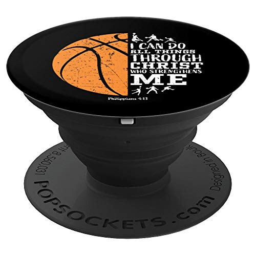 Philippians 4 13 Christian Religious Verse Basketball Gifts PopSockets Grip and Stand for Phones and Tablets