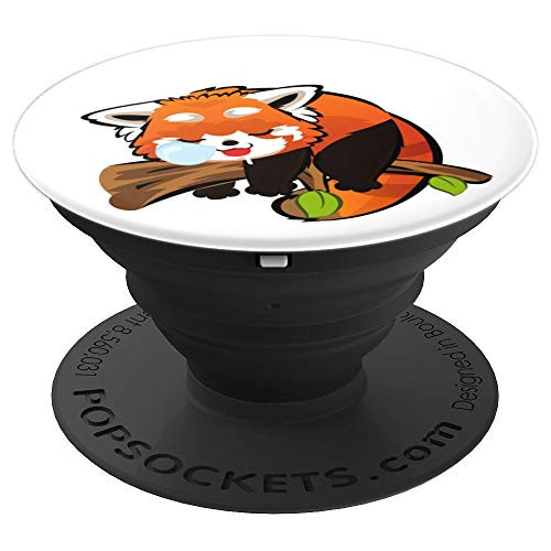 Sleeping Red Panda White Background PopSockets Grip and Stand for Phones and Tablets
