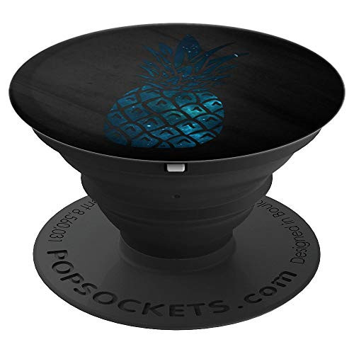 Blue Nebula Pineapple On Black Background PopSockets Grip and Stand for Phones and Tablets