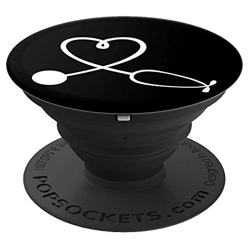 Stethoscope Around Heart Simple Art With Black Background PopSockets Grip and Stand for Phones and Tablets