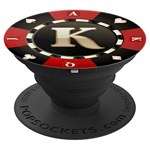Poker Chip Casino Gold Letter K Initial Gambling Game PopSockets Grip and Stand for Phones and Tablets