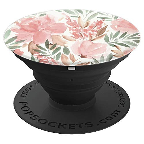 Pastel Pink Flower Pattern Watercolor Floral Petals Blossom PopSockets Grip and Stand for Phones and Tablets