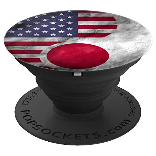 USA and Japan Yin Yang   Japanese American Flag PopSockets Grip and Stand for Phones and Tablets