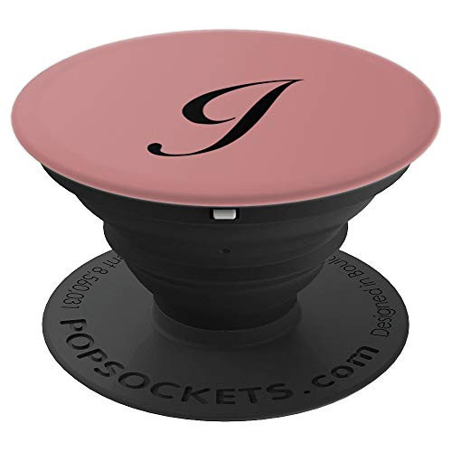 Personalized Letter I Initial With A Rose Pink Background PopSockets Grip and Stand for Phones and Tablets