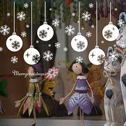 LONGTEN Christmas Snowflake Lights Window Clings Decal Wall Stickers - Xmas/Holiday/Winter Wonderland White Decorations Ornaments Party Supplies (2 Sheets)