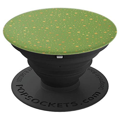 Yellow Stars Green Background Design 10 PopSockets Grip and Stand for Phones and Tablets