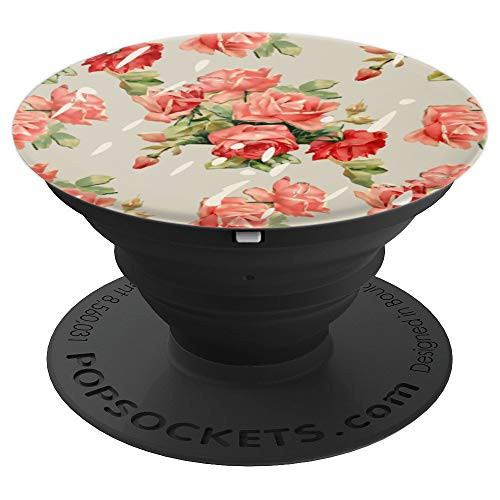 Vintage Pink Rose Wallpaper Background PopSockets Grip and Stand for Phones and Tablets