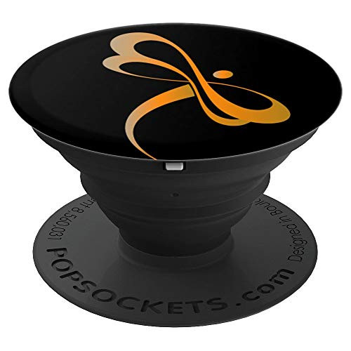 Vintage Orange Infinity Wings Dragonfly On Black Background PopSockets Grip and Stand for Phones and Tablets