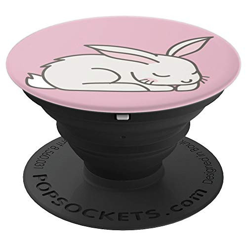 Cute Sleeping Bunny Rabbit On Pink Background PopSockets Grip and Stand for Phones and Tablets