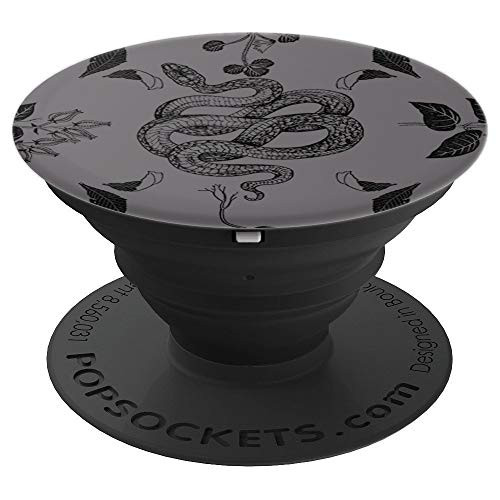 Snake and Foliage on Dusty Purple Background PopSockets Grip and Stand for Phones and Tablets
