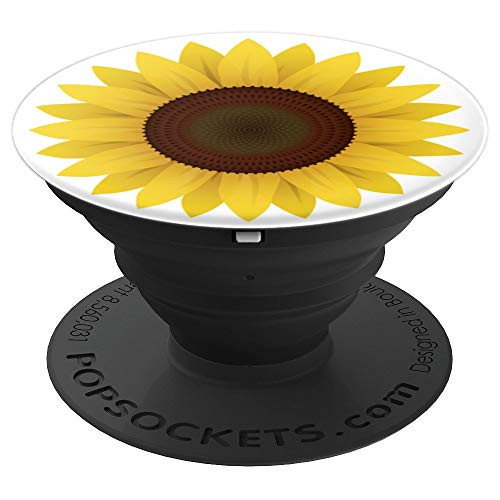 Sunflower Pop socket Girasol yellow White Background PopSockets Grip and Stand for Phones and Tablets