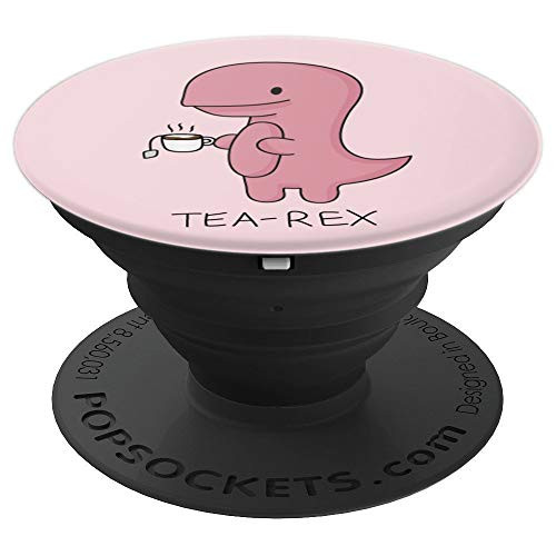 Tea Rex Cartoon Funny T rex Cute Dinosaur Lover Dino T rex PopSockets Grip and Stand for Phones and Tablets