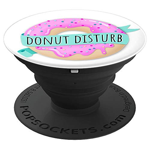 Donut Disturb in Blue   Pink on White PopSockets Grip and Stand for Phones and Tablets