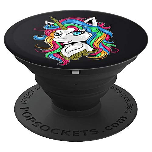 Cute Unicorn with Black Background PopSockets Grip and Stand for Phones and Tablets