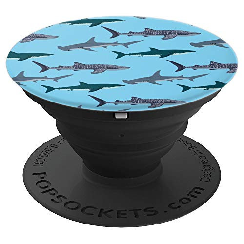 Shark Pattern on Blue Background PopSockets Grip and Stand for Phones and Tablets