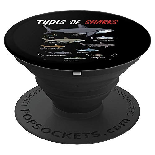 Types Of Sharks Animal Ocean Scuba Diving Funny Week PopSockets Grip and Stand for Phones and Tablets