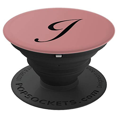 Personalized Letter J Initial With A Rose Pink Background PopSockets Grip and Stand for Phones and Tablets