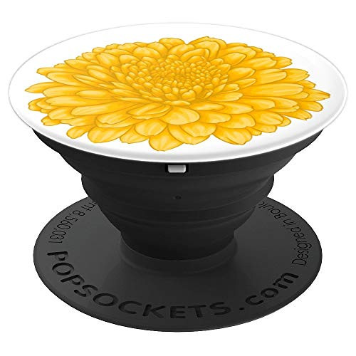 Beautiful Yellow Chrysanthemum Flower White Background PopSockets Grip and Stand for Phones and Tablets