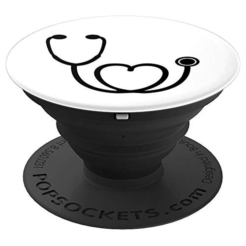 The Heart Stethoscope For Doctors   Nurses White Background PopSockets Grip and Stand for Phones and Tablets
