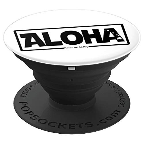 Aloha Hawaiian Islands Black Ink by Hawaii Nei All Day PopSockets Grip and Stand for Phones and Tablets